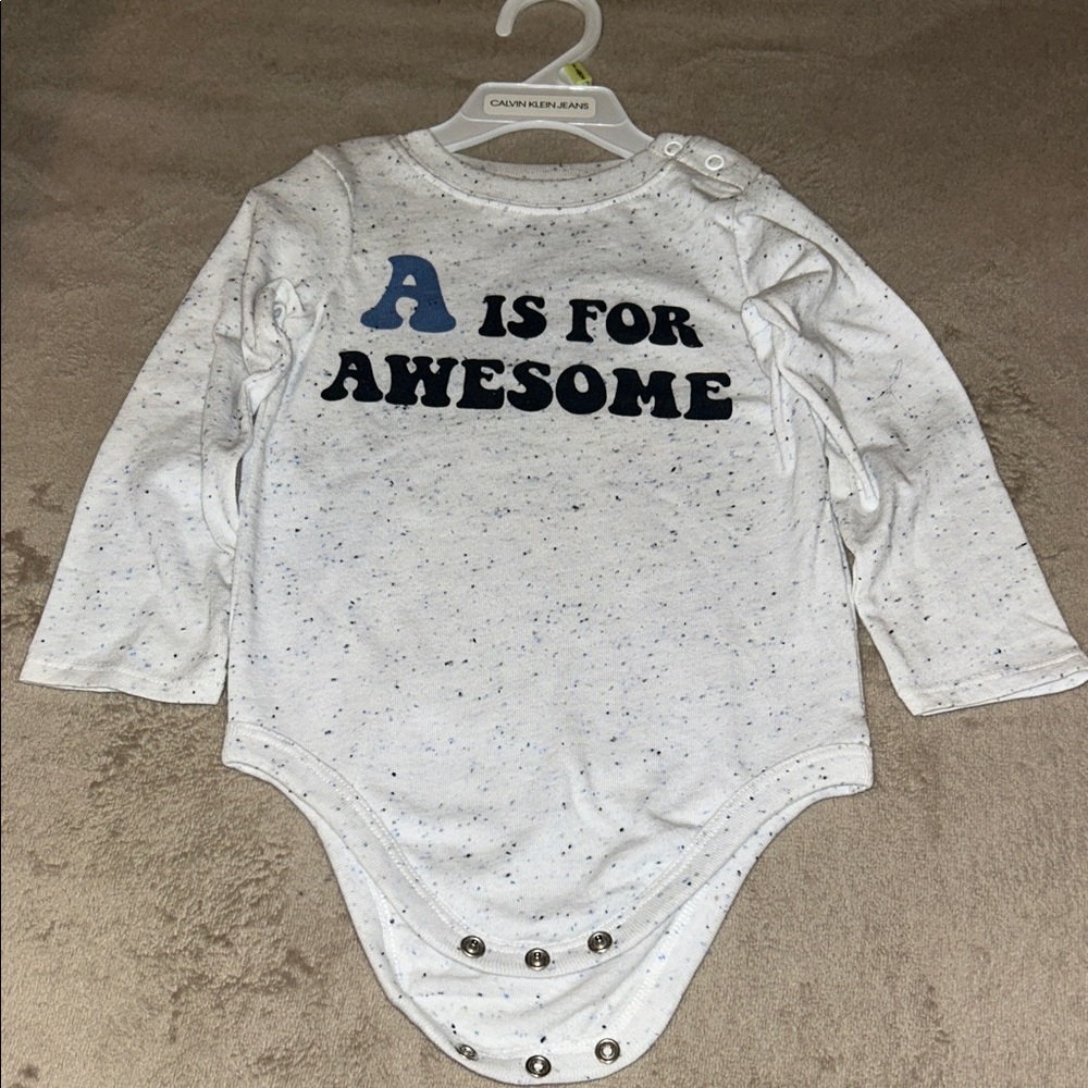 Speckled Bodysuit with Blue Lettering [24 M]